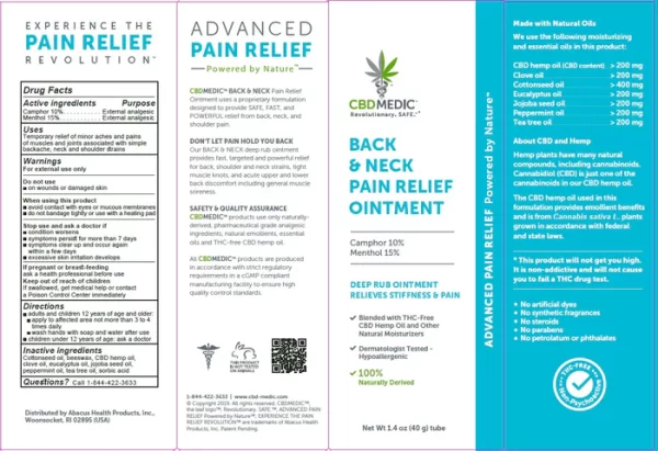 CBD Medic Back & Neck Pain Relief Ointment