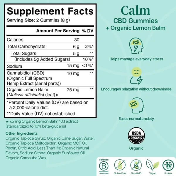 Charlotte's Web Calm Gummies-Lemon Lime Flavor